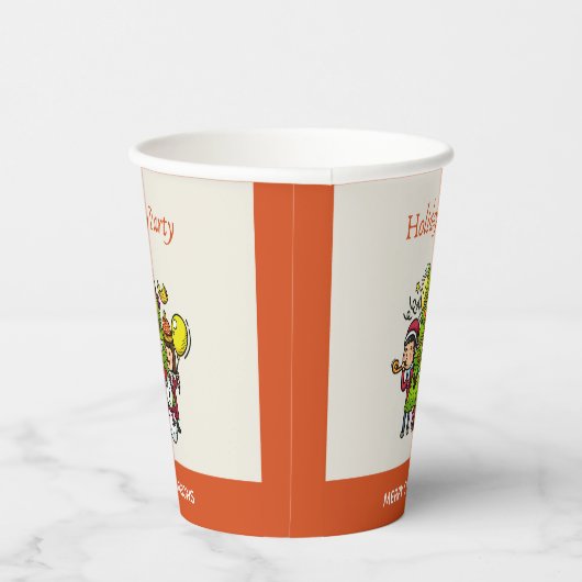 Schattigee speelse handgetekende feestdag kerst papieren bekers (Rechts)