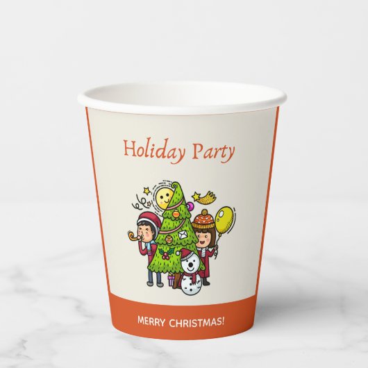Schattigee speelse handgetekende feestdag kerst papieren bekers (Voorkant)