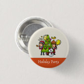 Schattigee speelse handgetekende feestdag kerst ronde button 3,2 cm (Voorkant /achterkant)