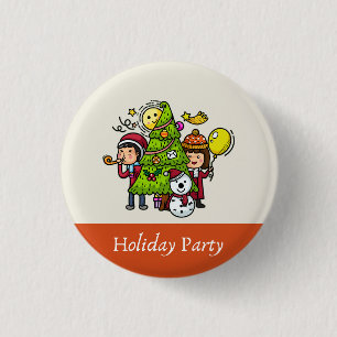 Schattigee speelse handgetekende feestdag kerst ronde button 3,2 cm
