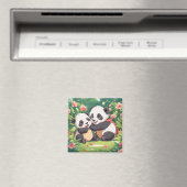 Schattigee speelse kleine panda's - anime stijl magneet (Insitu (Vaatwasser))