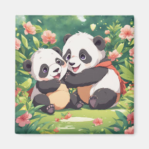 Schattigee speelse kleine panda's - anime stijl magneet