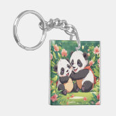 Schattigee speelse kleine panda's - anime stijl sleutelhanger (Voorkant Links)