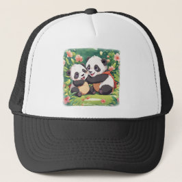 Schattigee speelse kleine panda's - anime stijl trucker pet