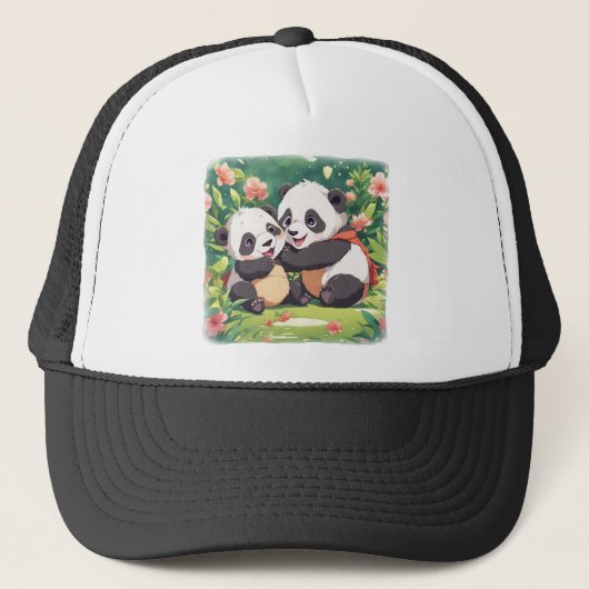Schattigee speelse kleine panda's - anime stijl trucker pet (Voorkant)