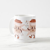 Schattigee speelse koffie Cartoon Koffiemok (Voorkant links)