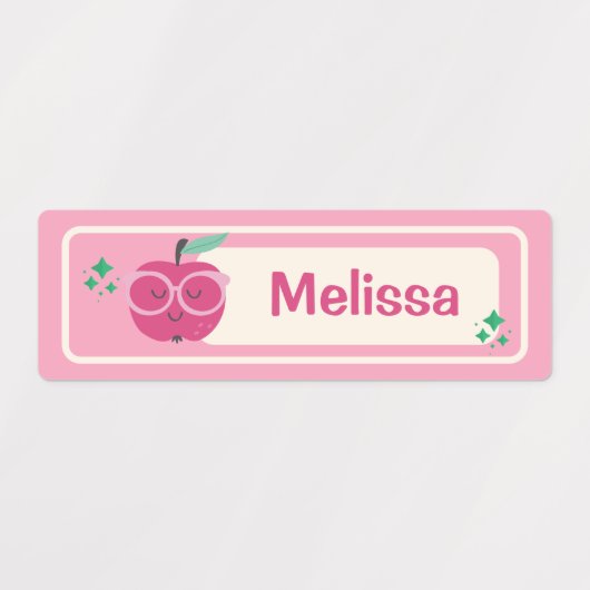 Schattigee speelse roze appel watermeloen naam labels (Design 1)