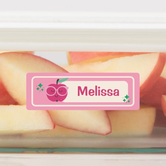 Schattigee speelse roze appel watermeloen naam labels (Aangebracht)