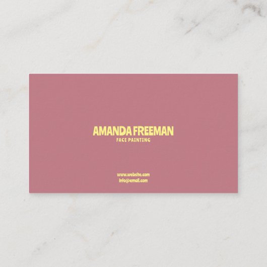 Schattigee Speelse Roze en Gele Girly Gezicht Schi Visitekaartje (Achterkant)