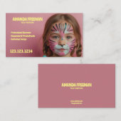 Schattigee Speelse Roze en Gele Girly Gezicht Schi Visitekaartje (Voorkant / Achterkant)