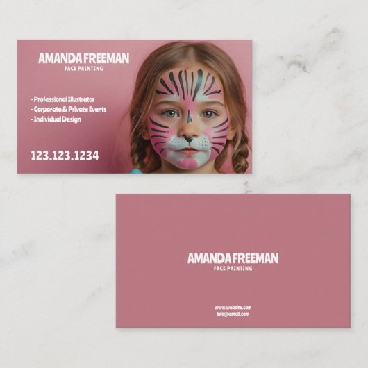 Schattigee Speelse Roze en Zwart Girly Gezicht Sch Visitekaartje (Voorkant / Achterkant)