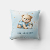 Schattigee speelse teddybeer met baby-flesje kussen (Voorkant)