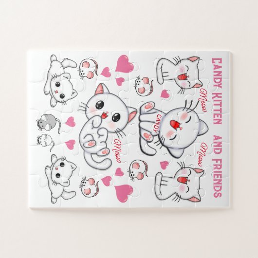 Schattigee Speelse Witte Kittens Kinderen Legpuzzel (Horizontaal)