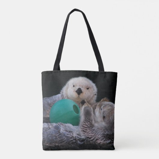 Schattigee speelse Zeeen otters Tote Bag (Achterkant)