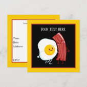 Schattigee spek en eieren ontbijtfeest kaart (Voorkant / Achterkant)