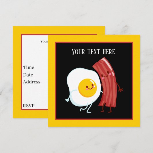 Schattigee spek en eieren ontbijtfeest kaart (Voorkant / Achterkant)