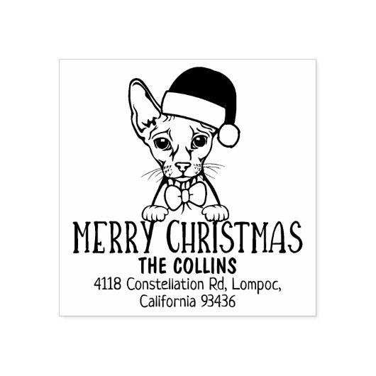 Schattigee Sphinx Cat Retour Adres Kerst Rubberstempel (Afrduk)