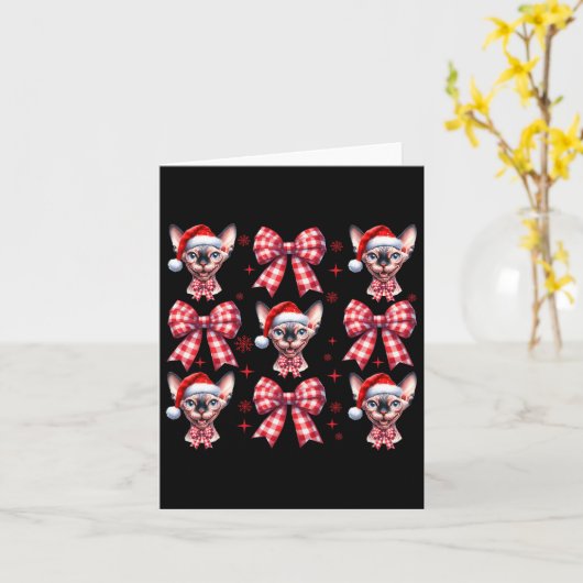 Schattigee Sphynx Cat Red Plaid Coquette Bow Chris Kaart (Gele Bloem)