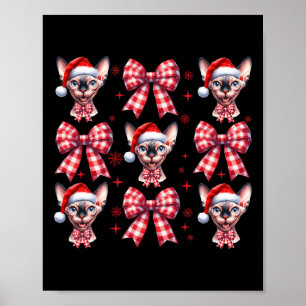 Schattigee Sphynx Cat Red Plaid Coquette Bow Chris Poster