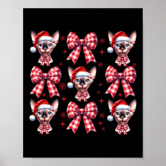 Schattigee Sphynx Cat Red Plaid Coquette Bow Chris Poster (Voorkant)