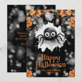 Schattigee Spider Cobweb Happy Halloween Kaart (Voorkant / Achterkant)