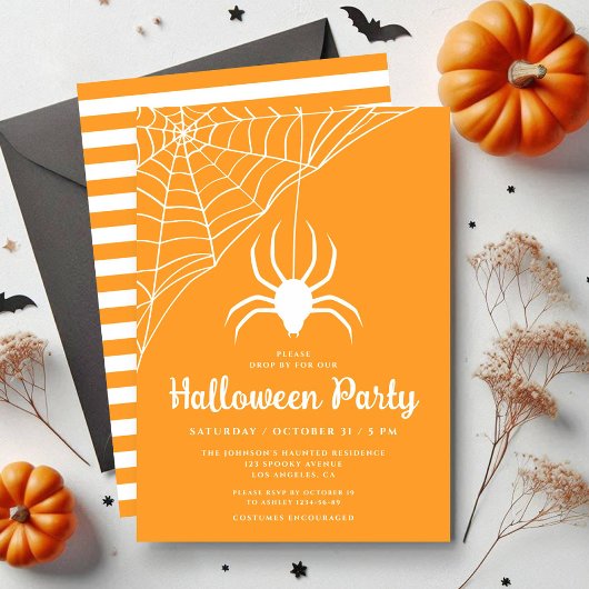 Schattigee Spider Halloween Party Uitnodiging