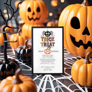 Schattigee Spider & Pumpkin Trick or treat Hallowe Kaart