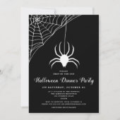 Schattigee Spider Zwart & Wit Halloween Diner Part Kaart (Voorkant)