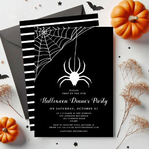 Schattigee Spider Zwart & Wit Halloween Diner Part Kaart