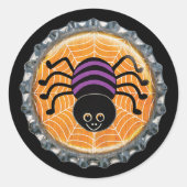 Schattigee Spin op Web Halloween Bottle Pet Ronde Sticker (Voorkant)