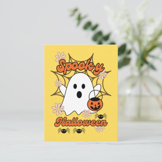Schattigee spin web spooky halloween briefkaart (Staand voorkant)
