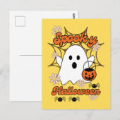 Schattigee spin web spooky halloween briefkaart (Voorkant / Achterkant)