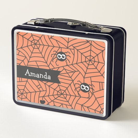 Schattigee spinnen en web Halloween lunchbox (Achterkant)