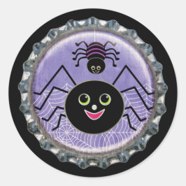 Schattigee Spinnen Halloween Fles Pet Ronde Sticker