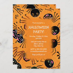 Schattigee Spinnen Halloween Party Kaart