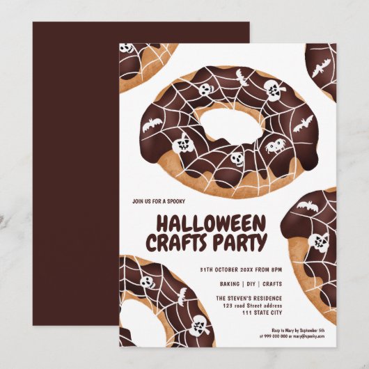 Schattigee spinnenspookachtige donuts Halloween-kn Kaart (Voorkant / Achterkant)