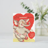 Schattigee spinning olifant Valentijn retro  Feestdagenkaart (Staand voorkant)