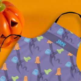 Schattigee spoken Halloween ontwerp, lila aanpasba Schort