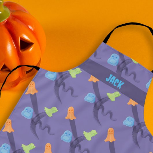 Schattigee spoken Halloween ontwerp, lila aanpasba Schort