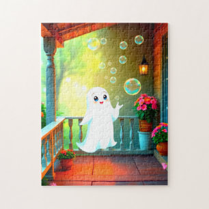 Schattigee spook blazen bubbels op een veranda legpuzzel