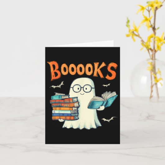 Schattigee Spook Boek Leesboeken Halloween Leraar Kaart (Gele Bloem)