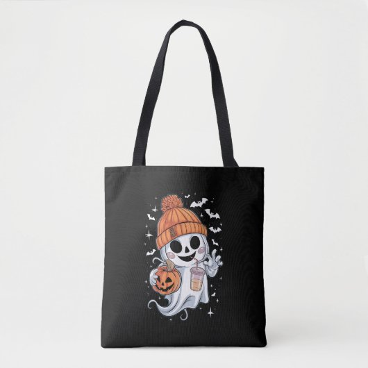 Schattigee Spook Drink Koffie Halloween Iced Coffe Tote Bag (Voorkant)