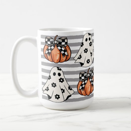 Schattigee spook en herfst pompoenen koffiemok (Links)