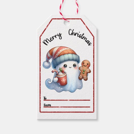 Schattigee spook kerst labels met feestelijke vers cadeaulabel (Voorkant)