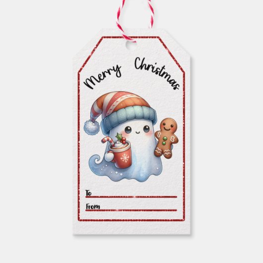 Schattigee spook kerst labels met feestelijke vers cadeaulabel (Achterkant)