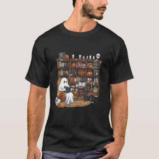 Schattigee Spook Leesboeken Met Zwarte Kat Hallowe T-shirt