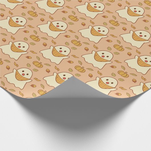 Schattigee spook met driehoekige sjaal cadeaupapier (Hoek)