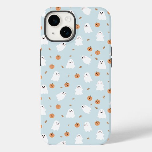 Schattigee Spook & Pompoen Blauw Halloween Patroon Case-Mate iPhone Case (Achterkant)