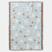 Schattigee Spook & Pompoen Blauw Halloween Patroon Deken (Voorkant Verticaal)