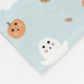 Schattigee Spook & Pompoen Blauw Halloween Patroon Fleece Deken (Hoek)